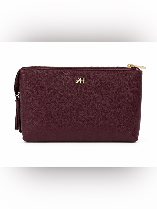 Freshly Picked Handbags - Freshly Picked Maroon Pebbled Leather Zip Clutch